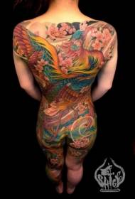 back great great colorful phoenix tattoo pattern