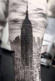käsivarsi realistinen realistinen mustavalkoinen American Empire Building Tattoo Pattern