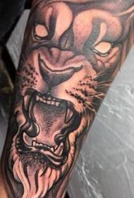 novi školski uzorak tetovaže glave s lavovima