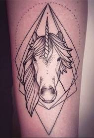 istilo ng geometry ng braso itim na unicorn tattoo pattern