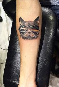 колер ручкі смешны кот і малюнак татуіроўкі сонцаахоўных ачкоў