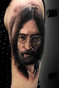 vet swart realistiese Lennon portret tattoo patroon