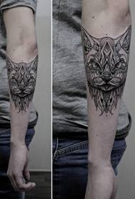 arm black funny mysterious cat tattoo pattern