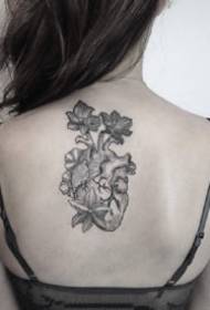 Heart Tattoo: Black gray set of sketch heart tattoo patterns