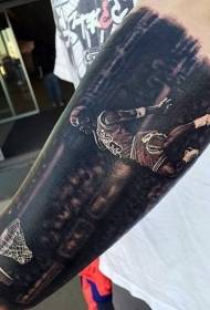 На щиколотці реалістичний стиль баскетбольної зірки Йорданії портрет татуювання візерунок
