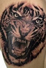 男大臂憤怒的老虎頭像紋身圖案