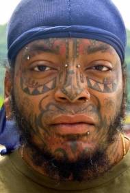 men's face totem flame tattoo pattern