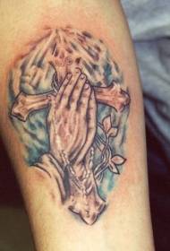 Praying Hands And cross tattoo pattern