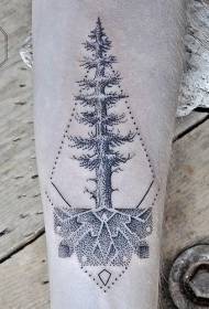 рака црна точка дрво со разни украси шема на тетоважа