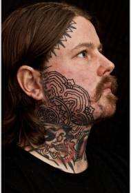 face and neck Buddhist totem tattoo pattern