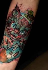 small arm color evil cat personality tattoo pattern