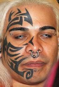 Men's Face Black Tip Totem Tattoo Pattern
