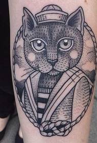 arm old school black sailor cat tattoo pattern