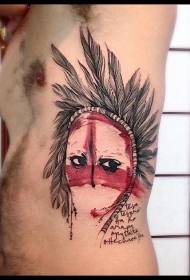 new school side rib tribe woman face color Tattoo pattern