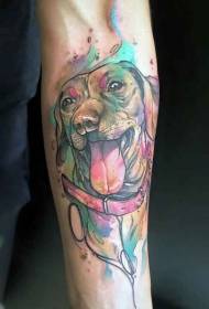 arm akvarell stiilis naljakas koer portree tätoveering muster
