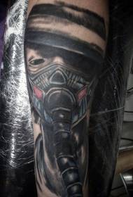 arm color mysterious man with gas mask tattoo pattern