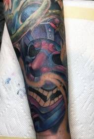 color smile samurai mask cartoon tattoo pattern