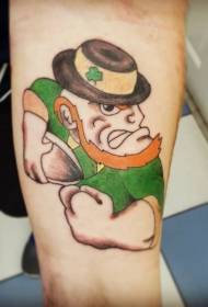 Ankle color cartoon Irish leprechaun tattoo pattern