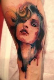 akvarel štýl farba pokušenie žena portrét tetovanie vzor