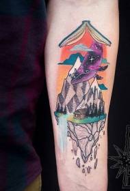 الگوی تاتو کتاب نهنگ نقره ای و کوه جادویی