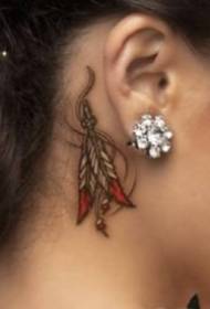 girl ear Behind the small fresh ear root tattoo works