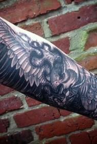 Arm Indian Style Black and White Eagle Tattoo Pattern
