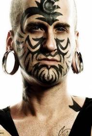 Black Tribal Totem Face Tattoo Pattern