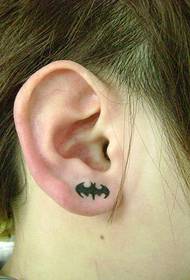 Jiujiang needle kungfu tattoo show works: ear small bat tattoo pattern
