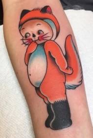 funny cartoon color fox girl tattoo pattern