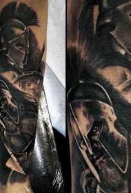 Arma gloriós patró de tatuatge de guerrer espartà en blanc i negre