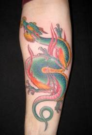 color Chinese style blue dragon tattoo pattern
