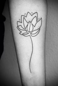 sketch style black line prick lotus arm tattoo pattern