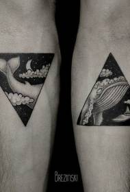 cute black whale triangle type arm tattoo pattern