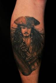 realistic Caribbean pirate portrait tattoo pattern