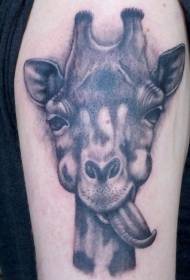 Рука жирафа языком из милой татуировки