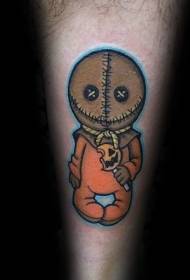 ရယ်စရာကာတွန်း voodoo အရုပ်နှင့်သကြားလုံး tattoo ပုံစံ