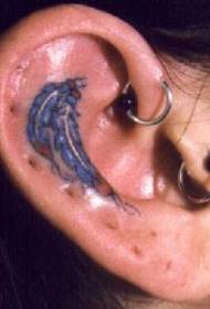 female ear feather amulet tattoo pattern