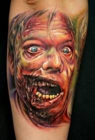 Impressive Color Zombie Portrait Tattoo Pattern
