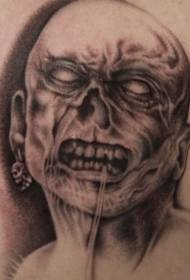 zombie გაბრაზებული პორტრეტი tattoo ნიმუში