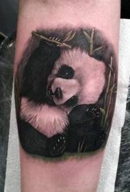 мала рука слатка мала панда природа Узорак боје тетоваже у боји
