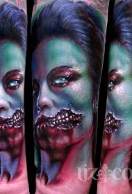 手臂可怕的怪物女人臉紋身圖案