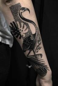 arm old school black sting flamingo tattoo pattern  109804 - arm black line round with boy landscape tattoo pattern