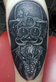 utroligt sort og hvidt surrealistisk mystisk mand tatoveringsmønster