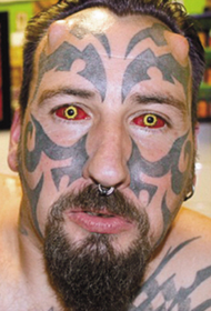 fashion red eye tattoo