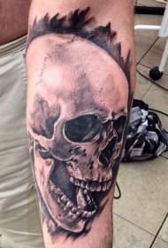 arm open mouth realistic skull with black haze Tattoo pattern