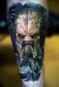 small Arm color evil predator tattoo pattern