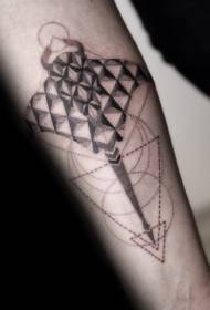 Geometryske styl Tatoeaazjepatroan fan swart prikt earm