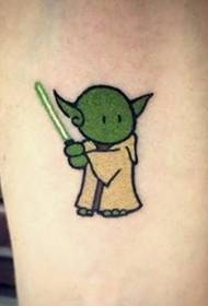 ntxim hlub tas luav Yoda tswv thiab lightsaber tattoo qauv