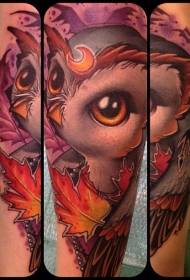 ტერფის ფერი სასაცილო მულტფილმის Owl Tattoo Model
