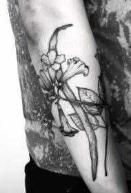 small arm various black gray floral tattoo pattern